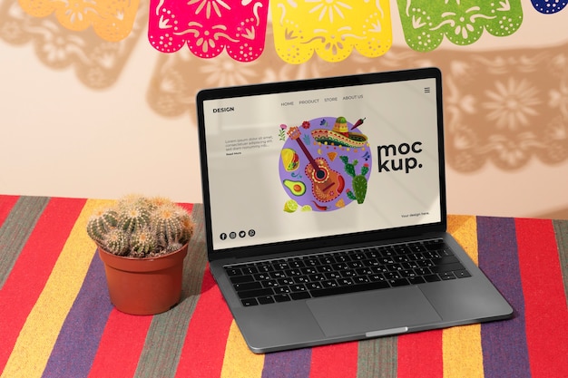 Device mockup in mexican aesthetics