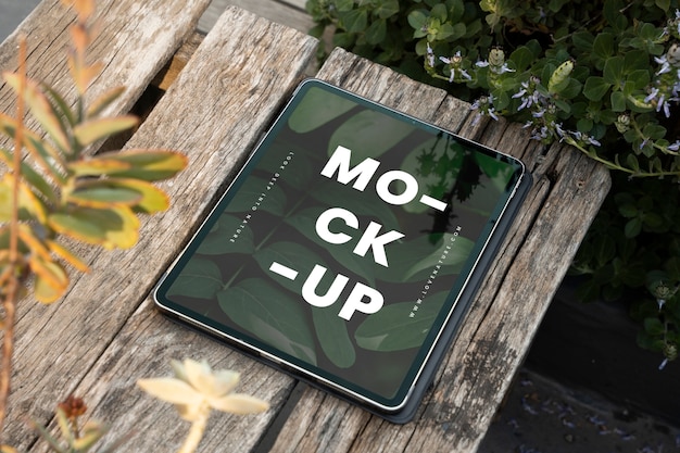 PSD device mockup on patio with plants