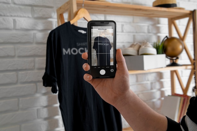 Device mockup with clothes