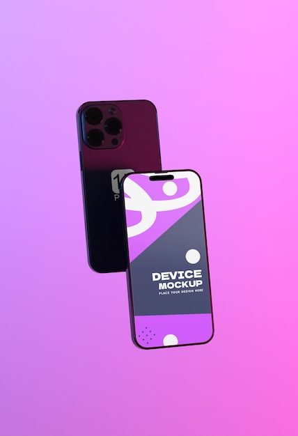 Device mockup with multichromatic color background