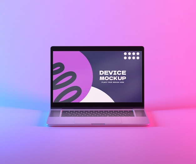 PSD device mockup with multichromatic color background