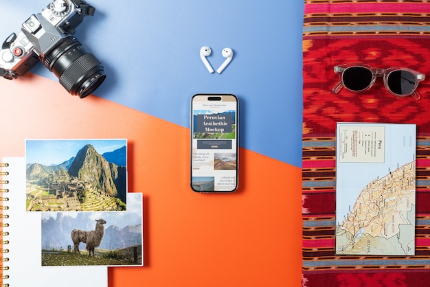 PSD ペルーの美学を取り入れたデバイスのモックアップ