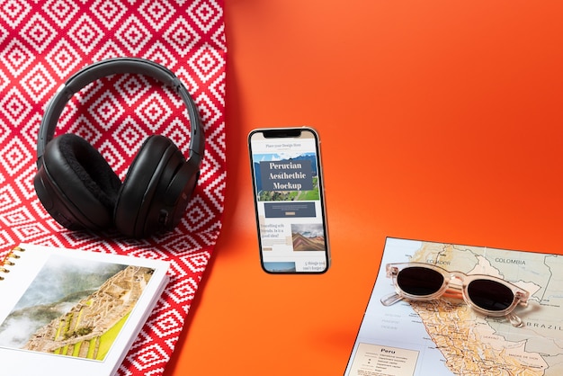 PSD device mockup with peruvian aesthetics