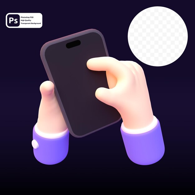 PSD device phone in 3d render for graphic asset web presentation or other