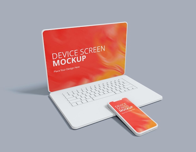 PSD device screen mockup with laptop mobile