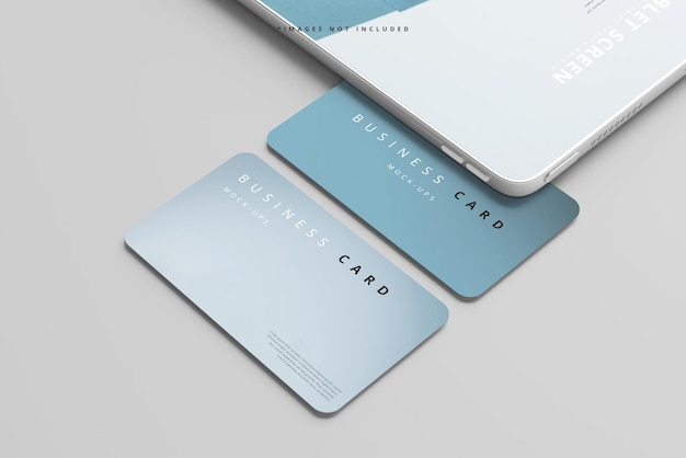 Device Screen with Business Card Mockup