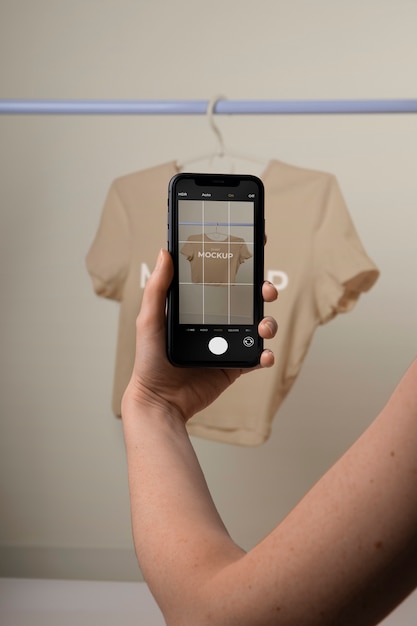 PSD device taking picture of clotheing mockup