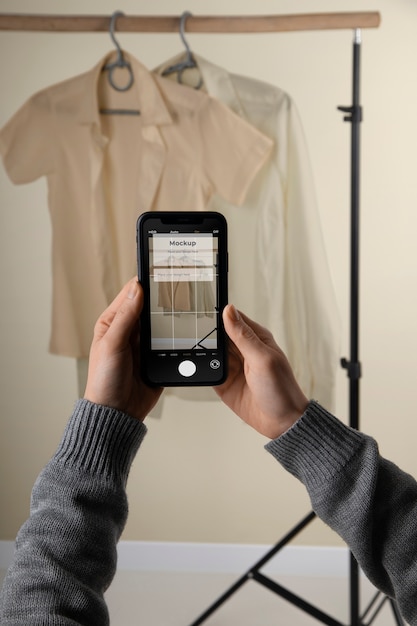 Device taking picture of clotheing mockup