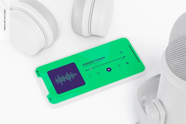 PSD device with podcast elements mockup