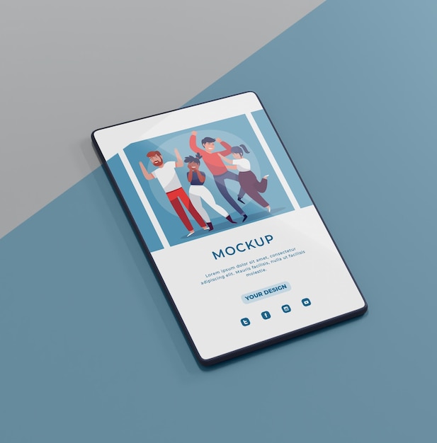 PSD ソーシャルメディアプラットフォームのモックアップを備えたデバイス