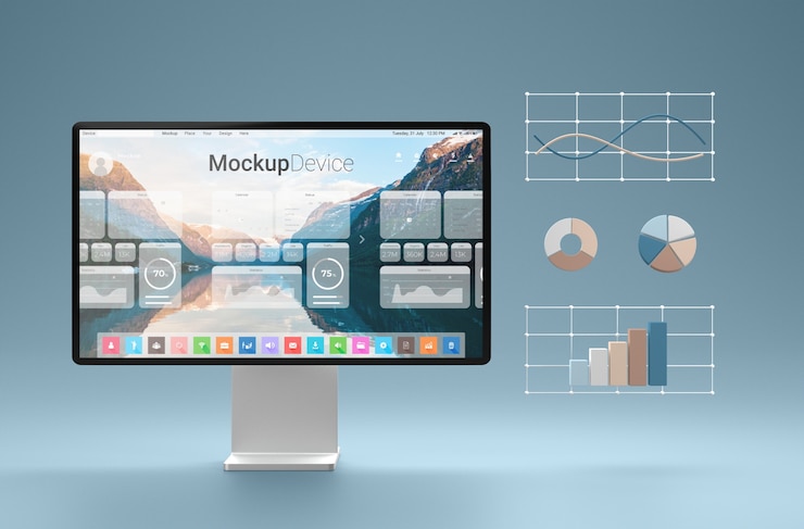 PSD devices geometric render mockup