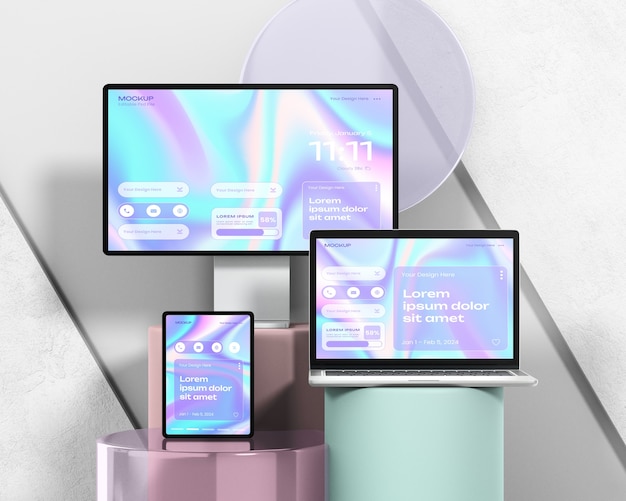 Devices on a podium mockup