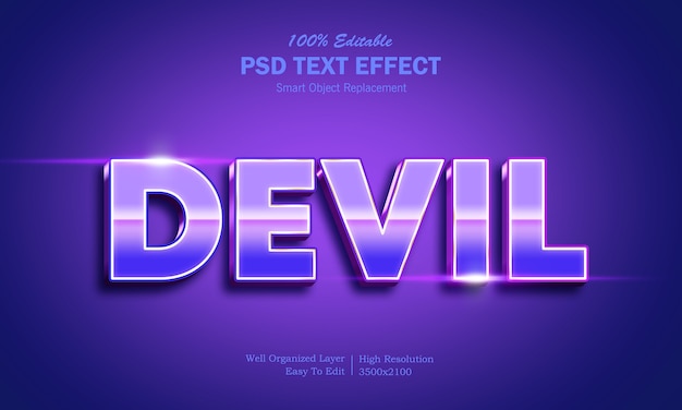 Devil shining 3d text effect template