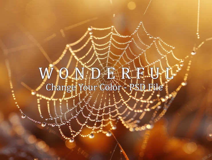 PSD dew drops on a spider web