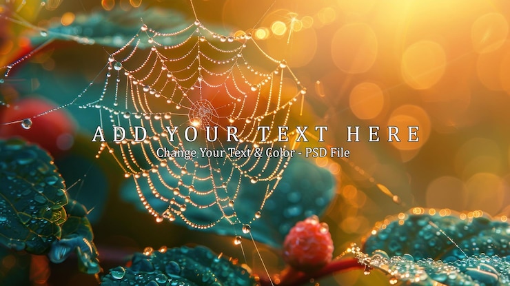 PSD dew drops on a spider web