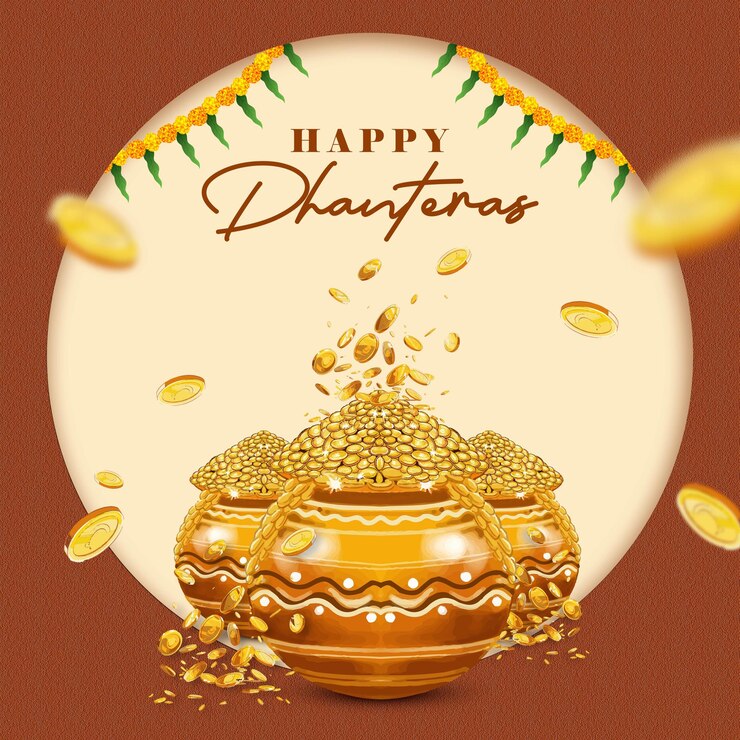 PSD dhanteras gold pot with toran
