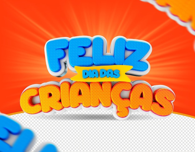 Dia das criancas in brazil happy childrens day label elegant render