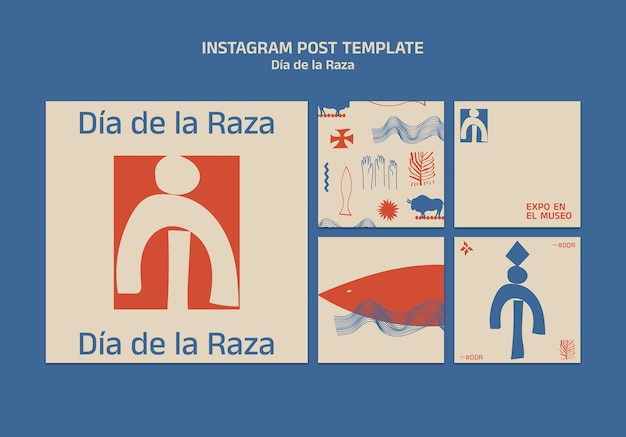 PSD día de la raza celebration instagram posts