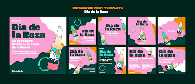 PSD post su instagram per la celebrazione della dia de la raza