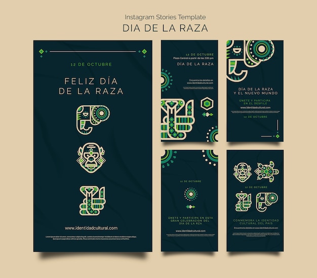 PSD dia de la raza celebration instagram stories collection