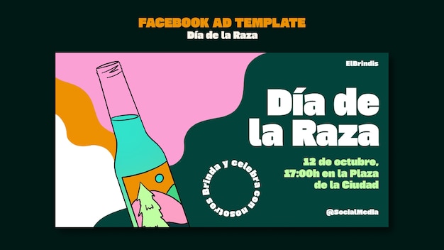 PSD dia de la raza viering facebook sjabloon