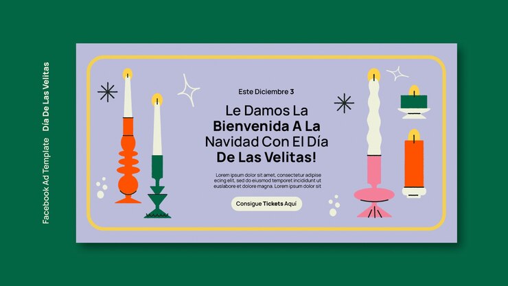 PSD dia de las velitas celebration facebook template