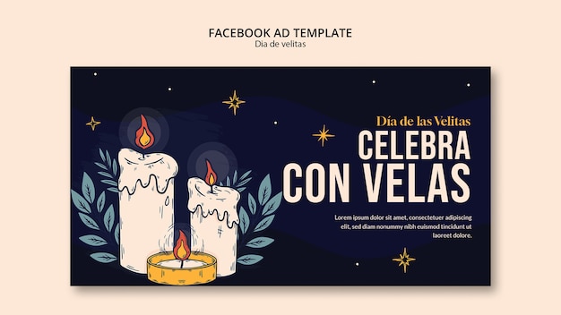 PSD modello facebook per la celebrazione del dia de las velitas