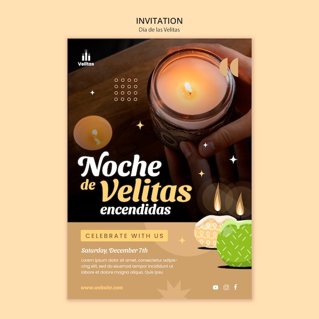 Modello di invito per la celebrazione del dia de las velitas