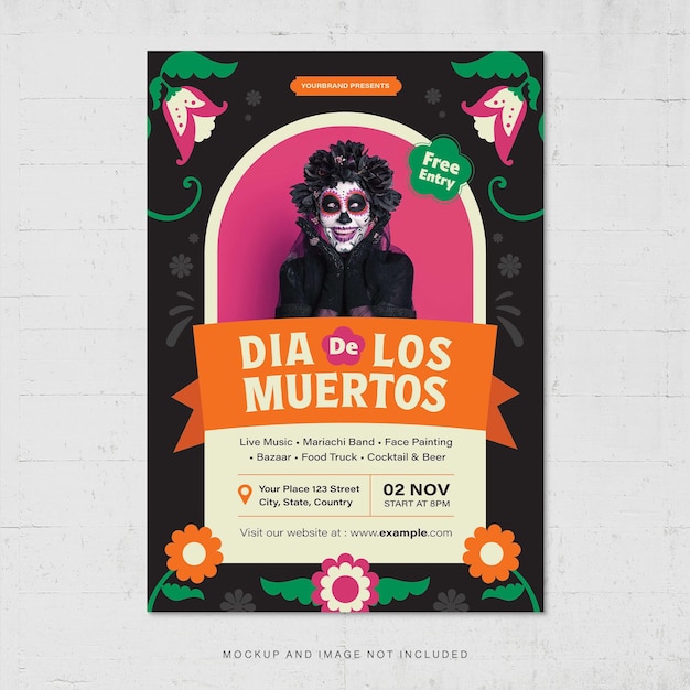 PSD dia de los muertos flyer template mexican event party v2 in photoshop psd