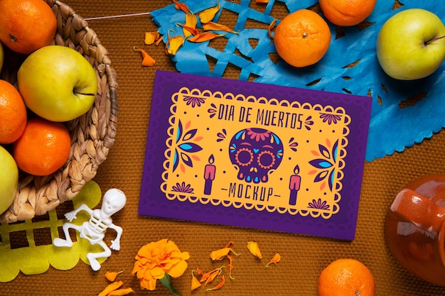 PSD dia de muertos altar mockup design