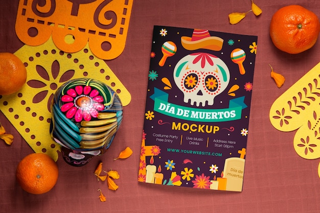 PSD design del modello dell'altare del dia de muertos