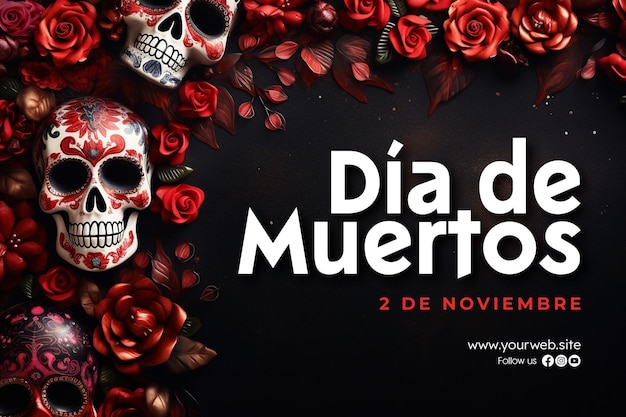 PSD sfondo di celebrazione del dia de muertos