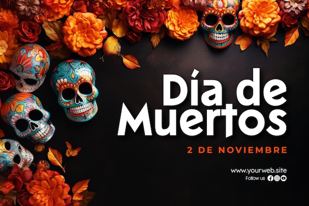 PSD sfondo di celebrazione del dia de muertos