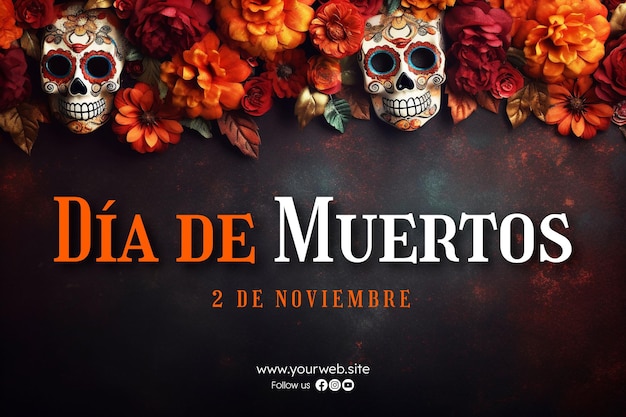 PSD sfondo di celebrazione del dia de muertos