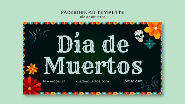 PSD dia de muertos celebration facebook template