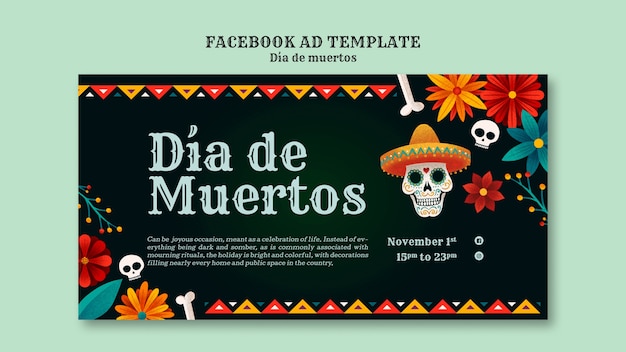 Dia de muertos celebration facebook template