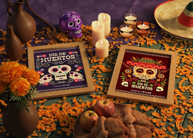 Разнообразные макеты Dia de muertos с лепестками