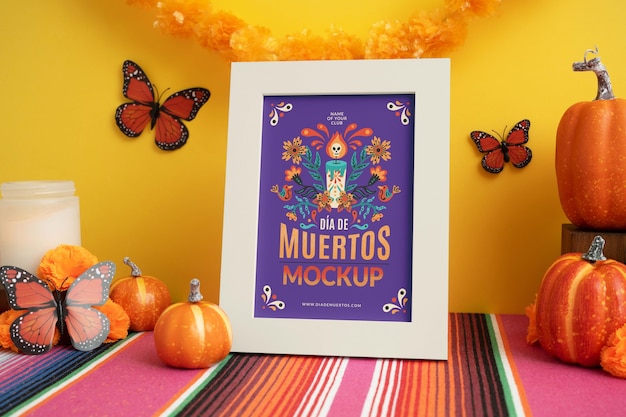 PSD mockup della cornice di dia de muertos