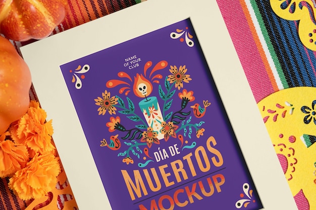 PSD dia de muertos frame mockup