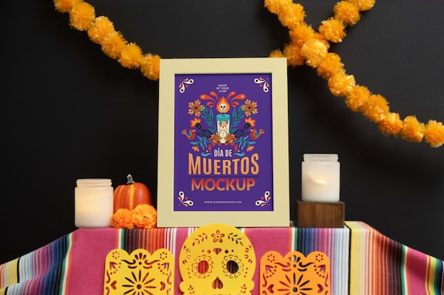 Mockup della cornice di dia de muertos