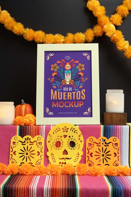 PSD dia de muertos frame mockup