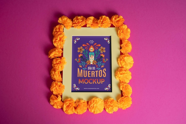 PSD mockup della cornice di dia de muertos