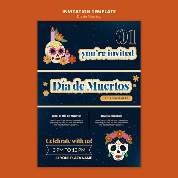 Шаблон приглашения dia de muertos