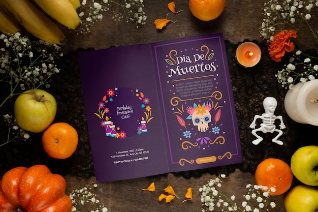 PSD mockup di celebrazione del dia de muertos messico