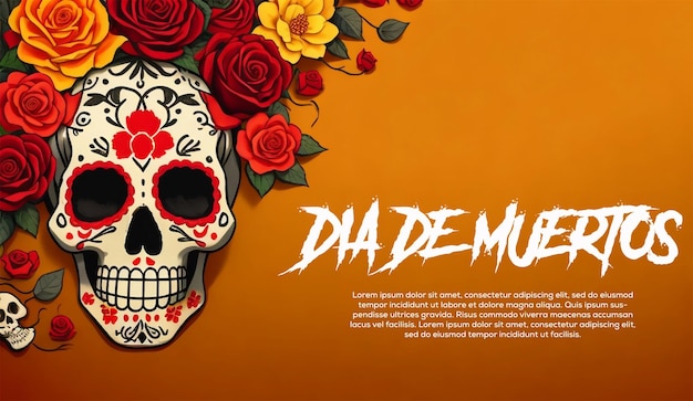 PSD dia de muertos schedel bloem kostuums achtergrondontwerp van de banner