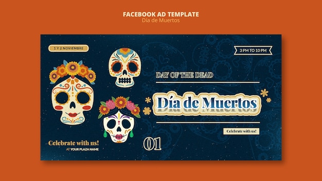 PSD dia de muertos social media promo template