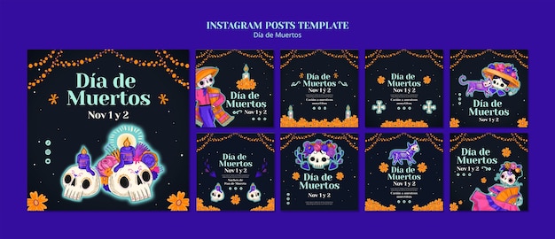 PSD modello di progettazione del dia de muertos