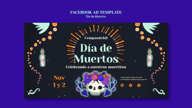 PSD modello di progettazione del dia de muertos