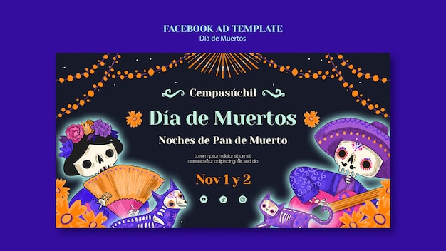 PSD Дизайн шаблона dia de muertos