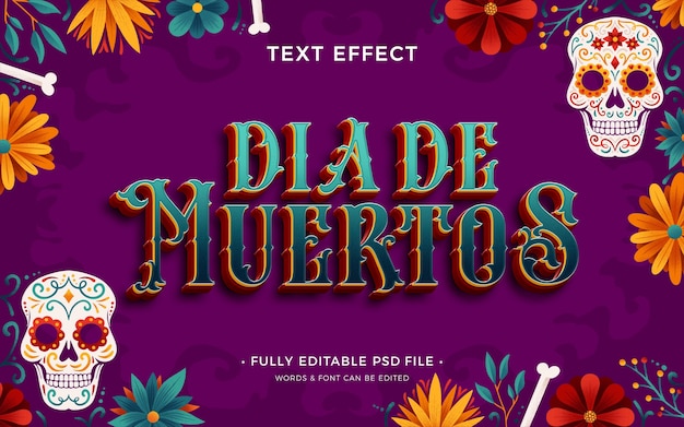 PSD dia de muertos text effect